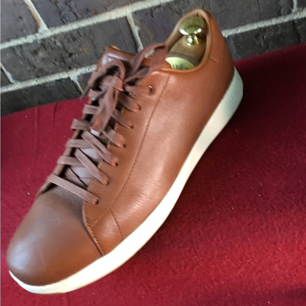 Cole Haan Brown Leather Low-Top Sneaker with White Sole